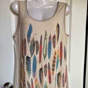 🛍️ Free With Purchase 🛍️. Colourful Tank with feathers print size L Large.